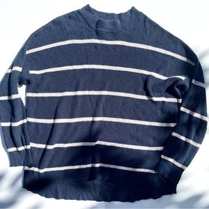 American Eagle Navy Blue and White Striped Sweater, M